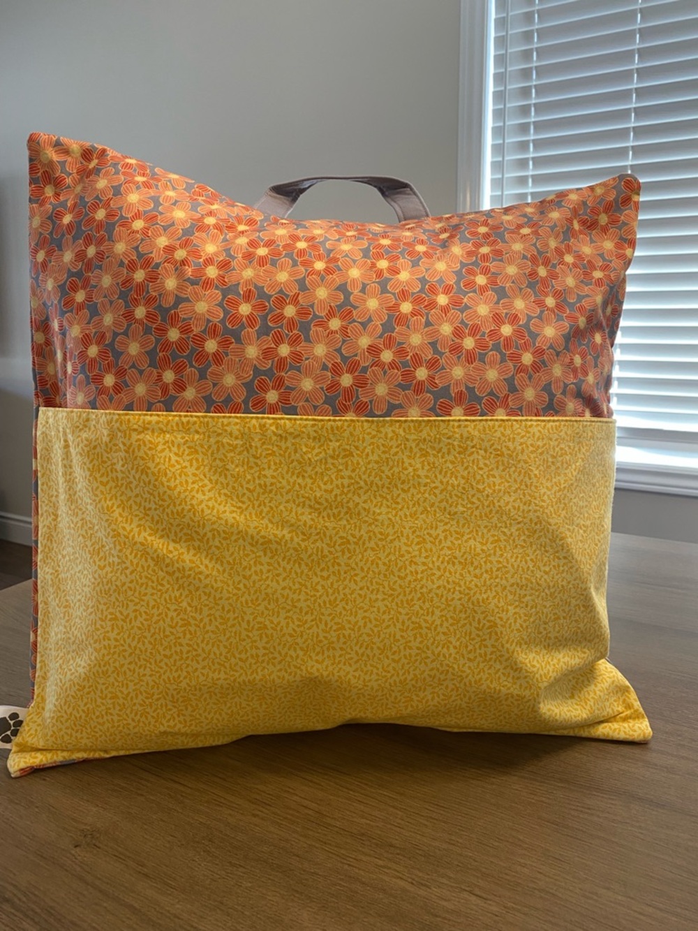 Handmade Floral Reading Pillow with Book Pocket